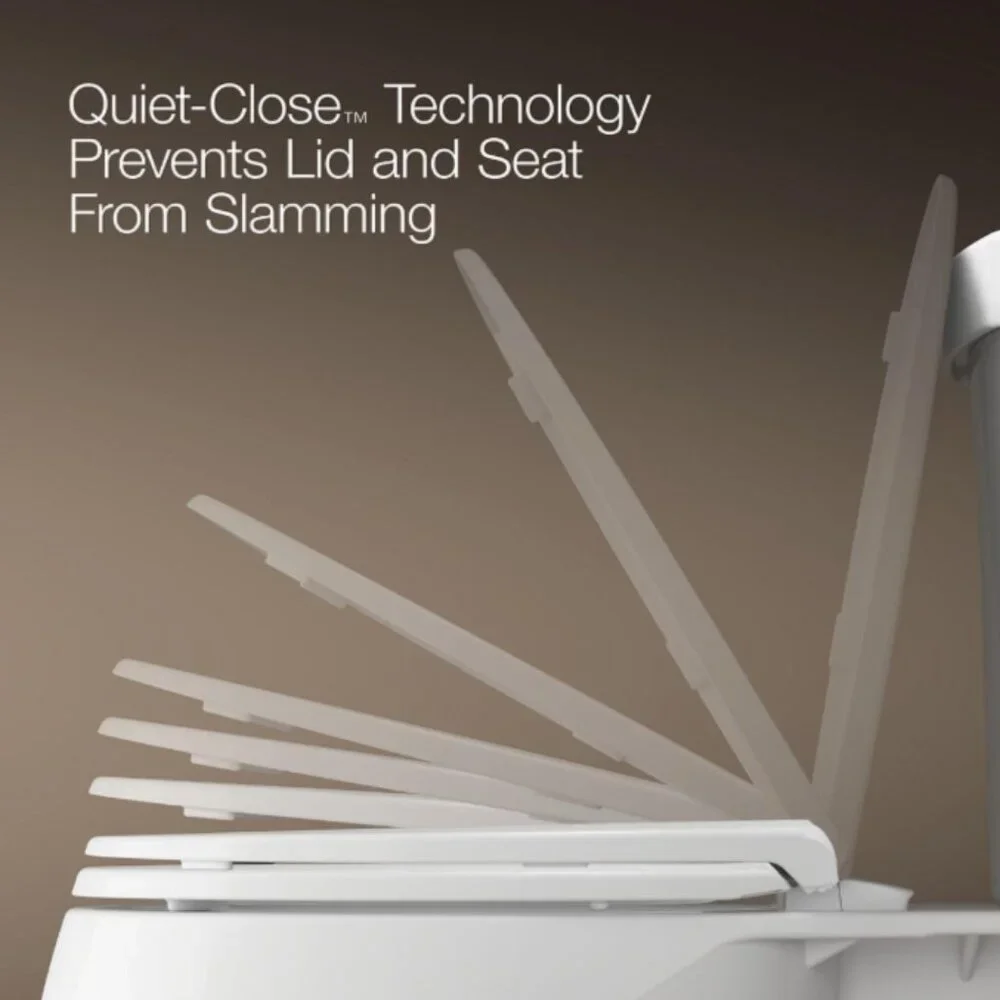 KOHLER Hyten Elevated Quiet-Close Elongated Toilet‎ Seat in White 25875-0